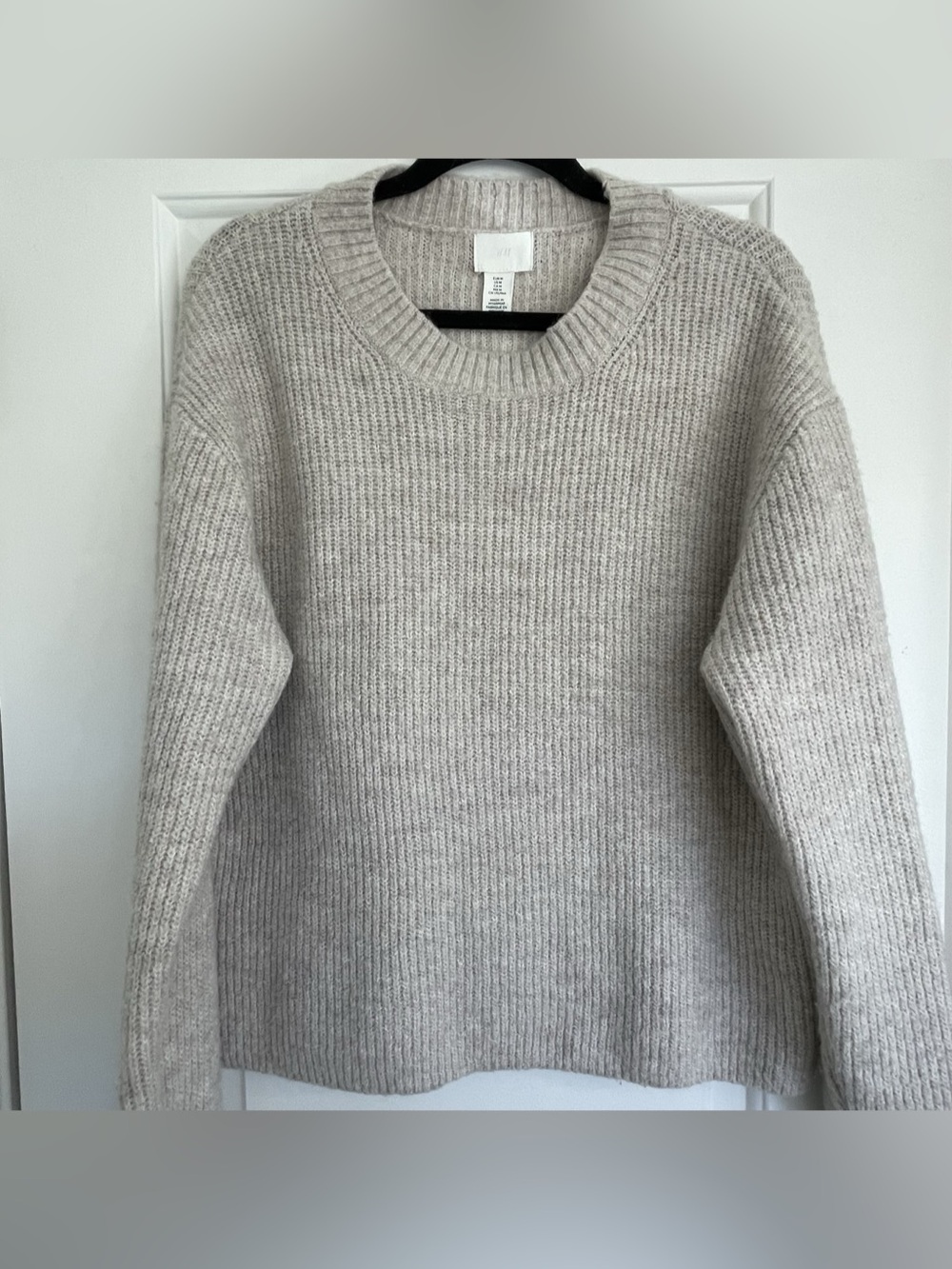 H&M Rib-knit Sweater Ribbed Crewneck Medium Beige